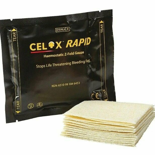 CELOX RAPID Z-FOLDED GAUZE кровоостанавливающая повязка бинт z - сложенный в тактическую аптечку гемостатик селокс
