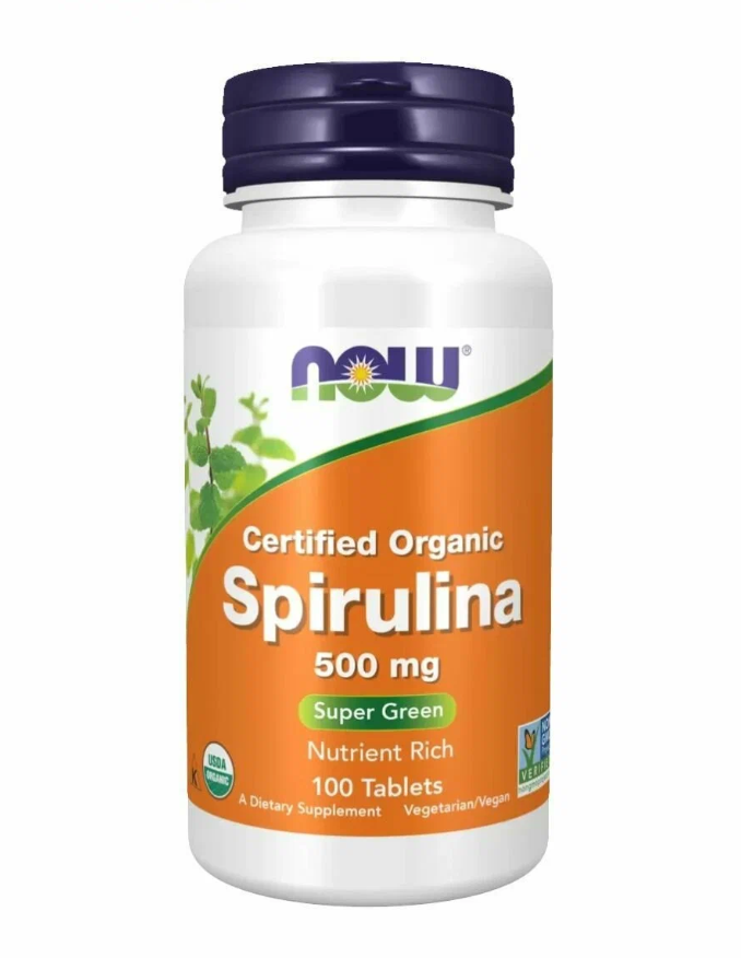 NOW Spirulina 500мг 100 таблеток Нау спирулина 500 мг