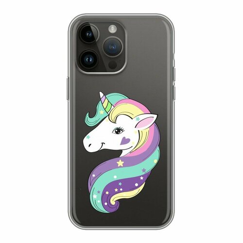 Полупрозрачный дизайнерский пластиковый чехол для Айфон 14 Про Макс / Iphone 14 Pro Max Единороги