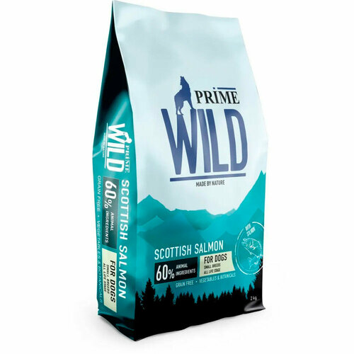 фото Prime wild gf scottish сухой корм для щенков и собак мелких пород, лосось, 2 кг