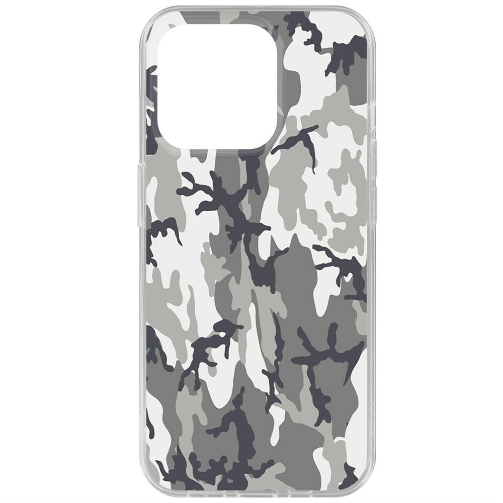 Чехол-накладка Krutoff Clear Case Камуфляж серый для iPhone 15 Pro