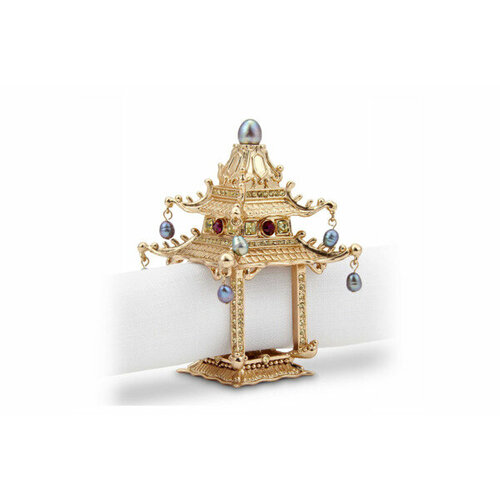 Набор колец для салфеток LObjet Пагода 2 шт позолота кристаллы Сваровски речной жемчуг пк 50400₽