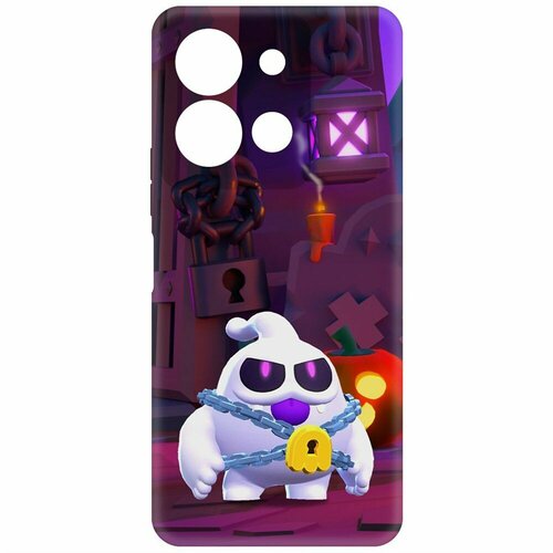 Чехол-накладка Krutoff Soft Case Brawl Stars - Призрак Скуик для Vivo Y36 черный чехол накладка krutoff soft case brawl stars призрак скуик для honor 70 черный