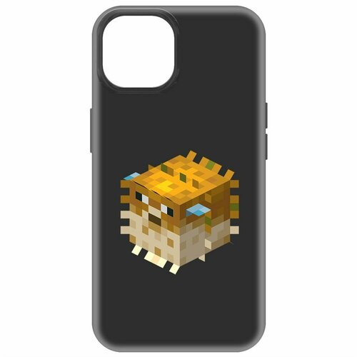 Чехол-накладка Krutoff Soft Case Minecraft-Иглобрюх для iPhone 15 черный чехол накладка krutoff soft case minecraft иглобрюх для iphone 15 plus черный