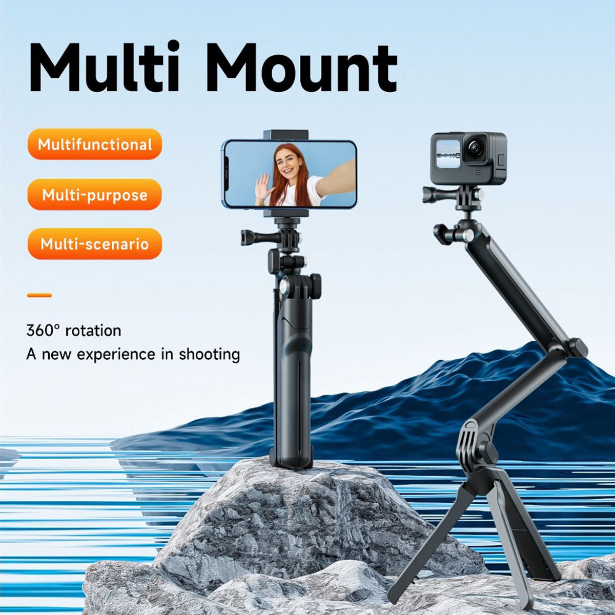 Монопод-штатив Telesin TE-TRP-009 для камер GoPro; DJI; INSTA360 — фото 6