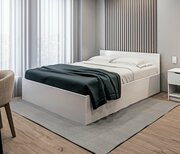 Двуспальная кровать столплит Бруклин СБ-3359 с подъемным механизмом, без матраса, спальное место 160х200см, Белый 165х78х207см