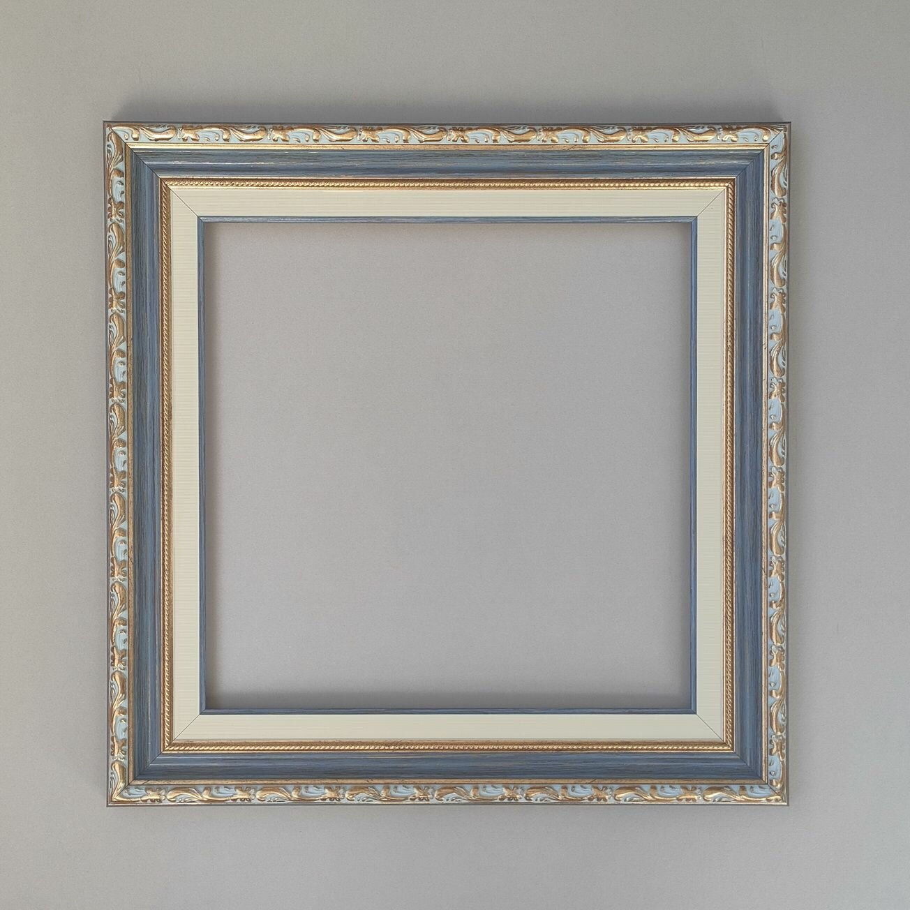 Багетная рама для картин (BR59.77) 25x25 см, цвет: синий, с эффектом паспарту, без стекла и задника
