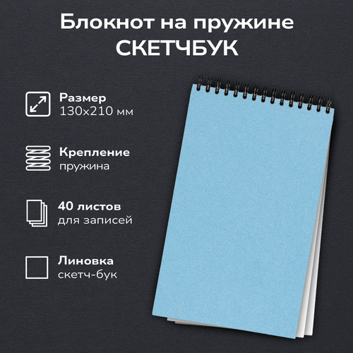 Блокнот для записей Помидор, скетчбук, на пружине сверху синий, А5 130х210 мм, 40 листов