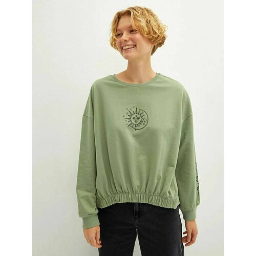 Свитшот Balins, силуэт свободный, размер 50, хаки