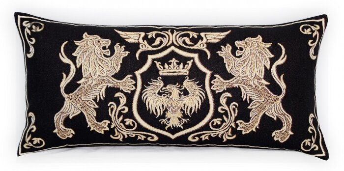 фото Подушка Декоративная Гобеленовая 32х65 "Герб Львы тёмн"