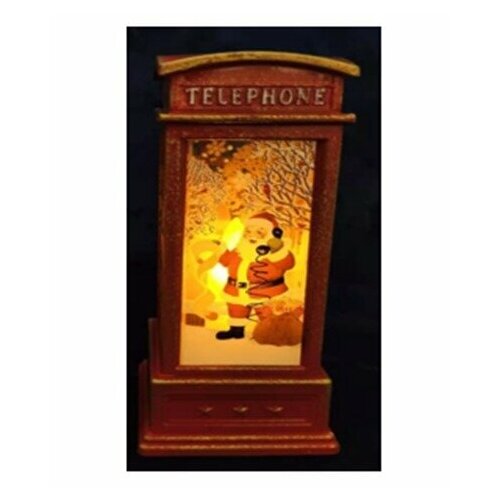Сувенир с подсветкой Christmas «Телефонная будка - Дед Мороз» 12,5х5,3х5,3 см