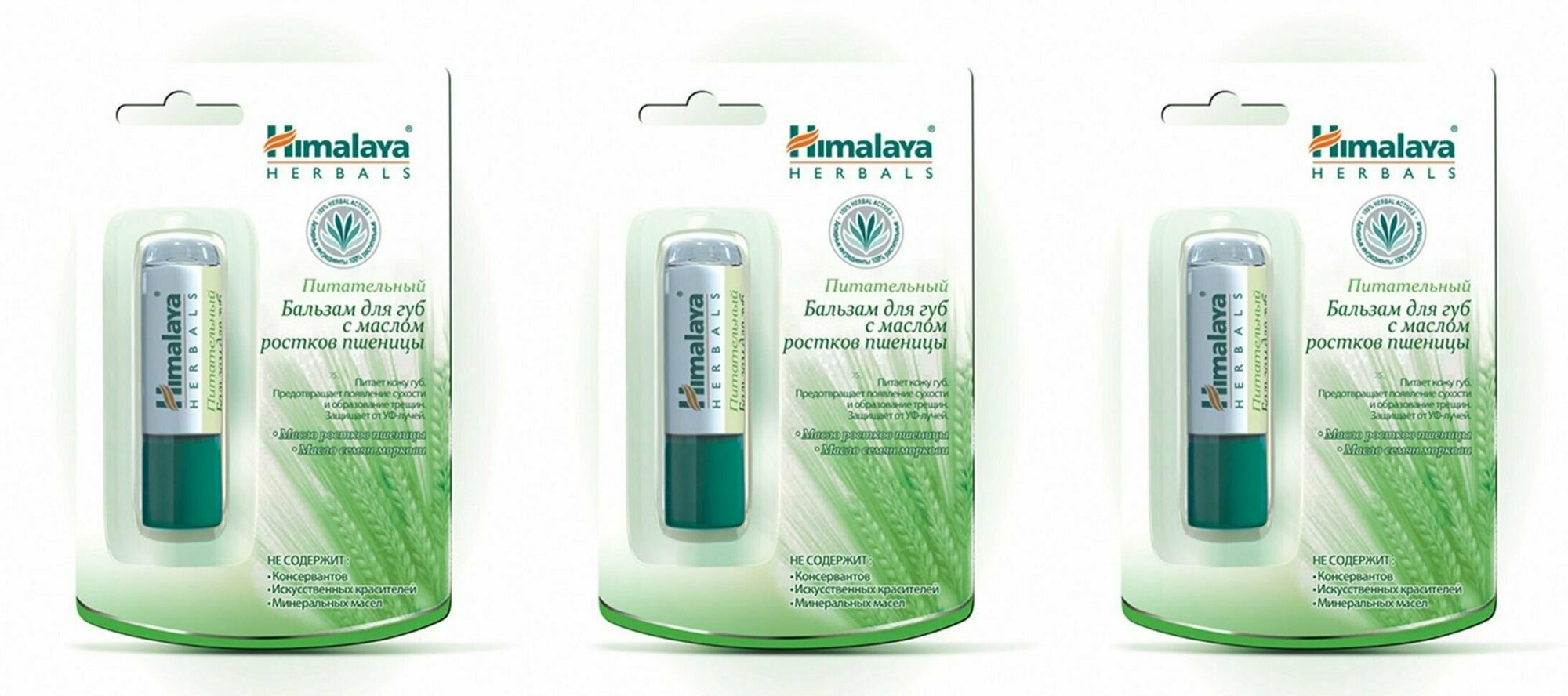 Бальзам для губ, Himalaya Herbals, питательный, с маслом ростков пшеницы, 4,5 г, 3 шт