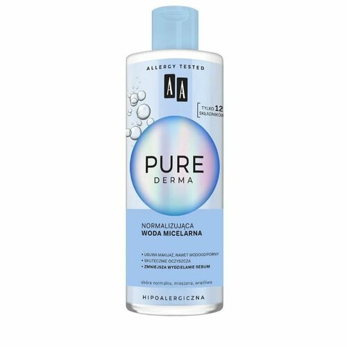 AA Мицеллярная вода PURE DERMA Нормализующая, 400 мл