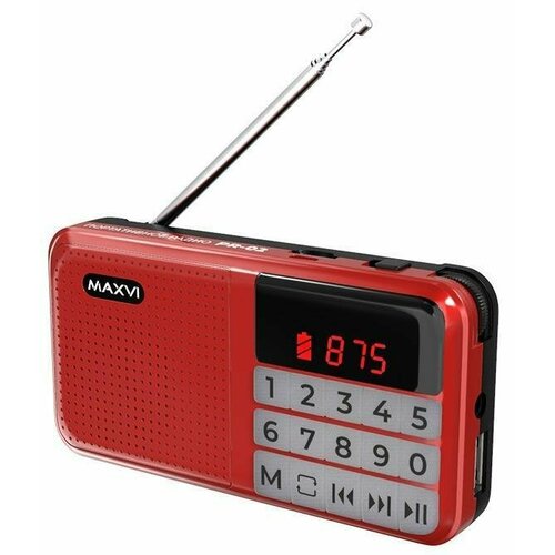 радиоприемник maxvi pr 03 220 в 2хаа aux серый Радиоприемник Maxvi PR-02 Красный