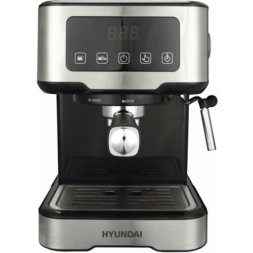 Кофеварка рожковая Hyundai HEM-4313 черный/серебристый кофеварка hyundai hem 5300 рожковая бежевый серебристый