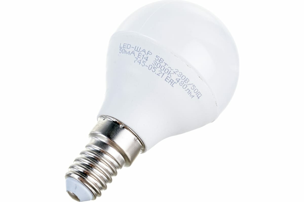 Лампа светодиодная ASD LED-ШАР-STD 3000K, E14, G45, 5 Вт, 3000 К - фотография № 6