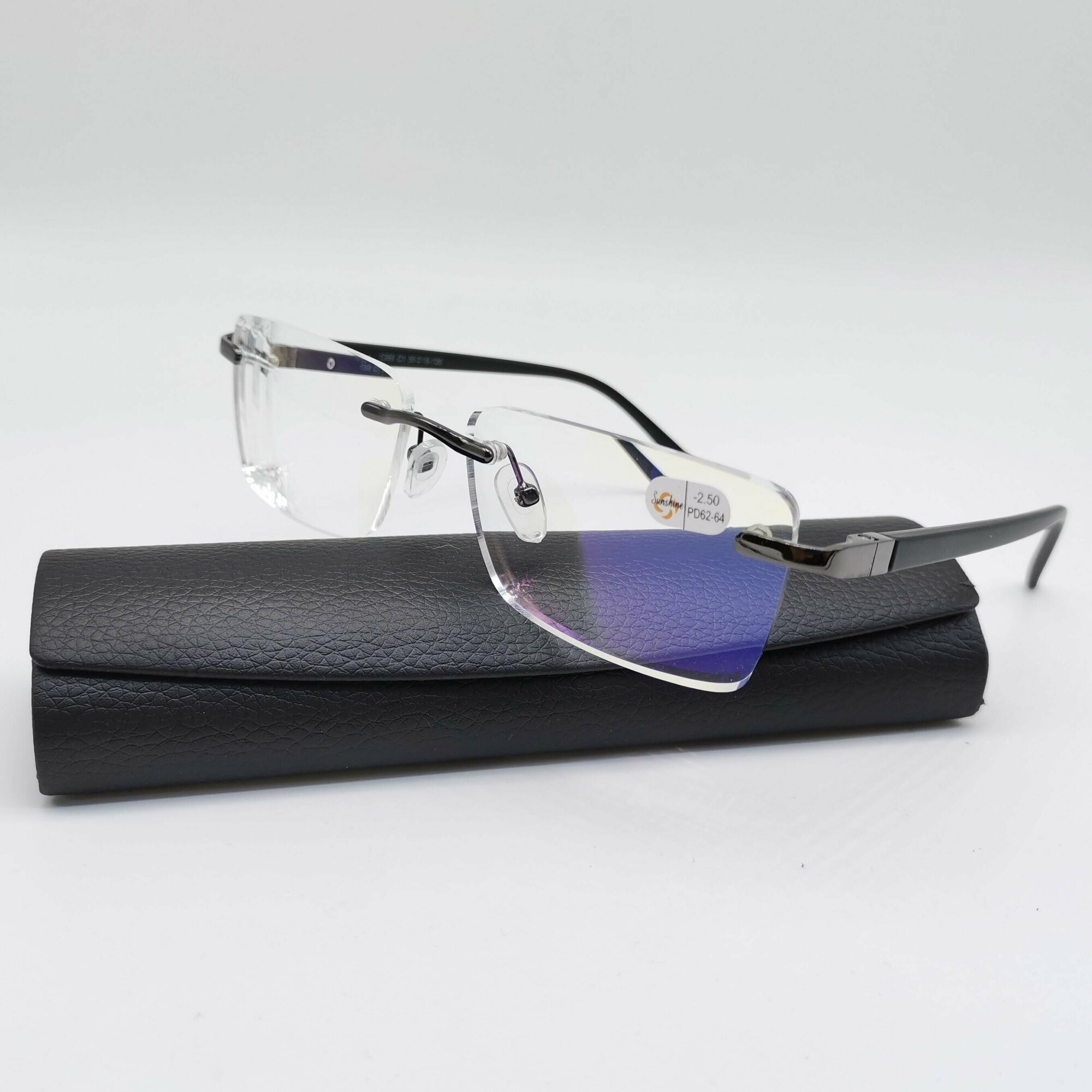 Готовые очки SUNSHINE безободковые цвет черный - 0.75 с футляром и салфеткой