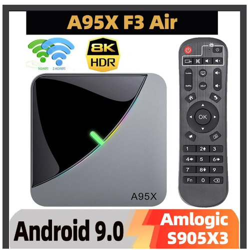 Приставка Смарт-ТВ A95X F3 Air, Android 9,0, Amlogic S905X3, 4 + 32 Гб