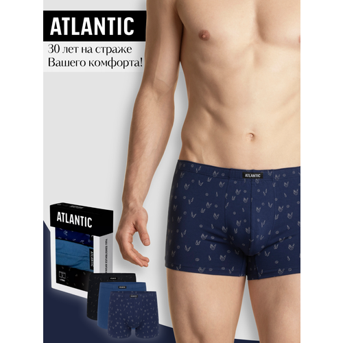 фото Трусы atlantic, 3 шт., размер xl, черный, синий