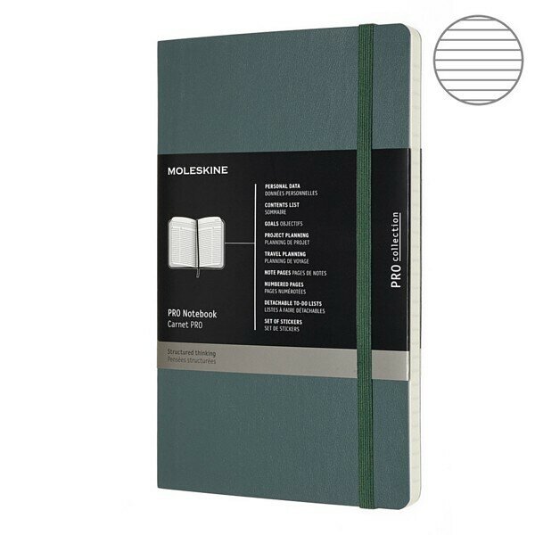 Записная книжка Moleskine Professional Soft (мягкая обложка), Large (13х21см), темно-зеленая