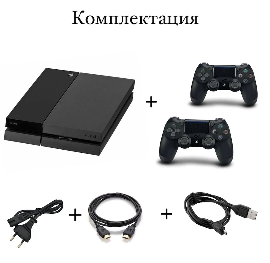 Игровая приставка Sony PlayStation 4 fat 500gb Black, ps4, 2 черных геймпада