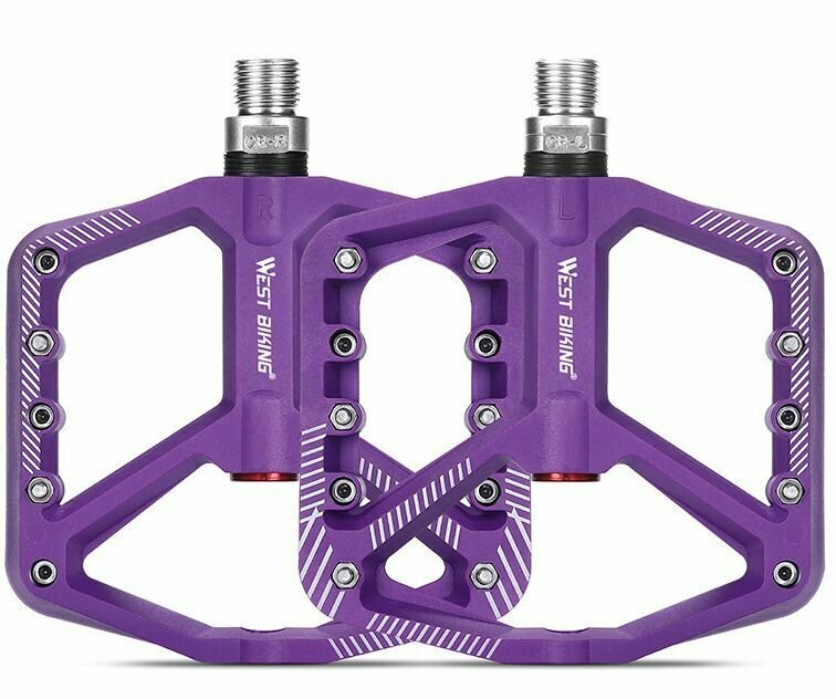 фото Педали нейлоновые 2 пром подшипника WEST BIKING пурпурные