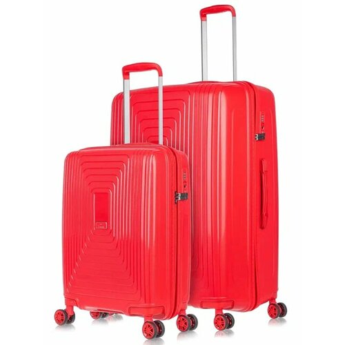 фото Комплект чемоданов l'case doha, 2 шт., полипропилен, водонепроницаемый, 136 л, размер s/l, красный