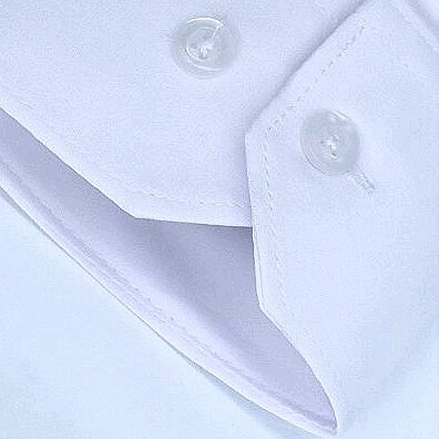 Рубашка WESTTIGER Рубашка мужская с длинным рукавом, приталенная, светлая сорочка, на пуговицах, рубаха на лето и на любой сезон, стильный фасон одежды, красивый и модный образ, белая однотонная, летняя без карманов, размер L, белый — фото 1