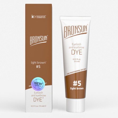 Краска для ресниц и бровей BRONSUN, обновленная формула, цвет светло-коричневый тон 5, 15мл