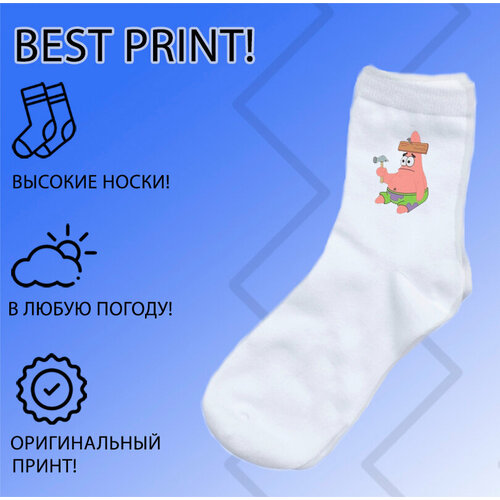 фото Женские носки средние, на новый год, размер 40-45, белый best print 63
