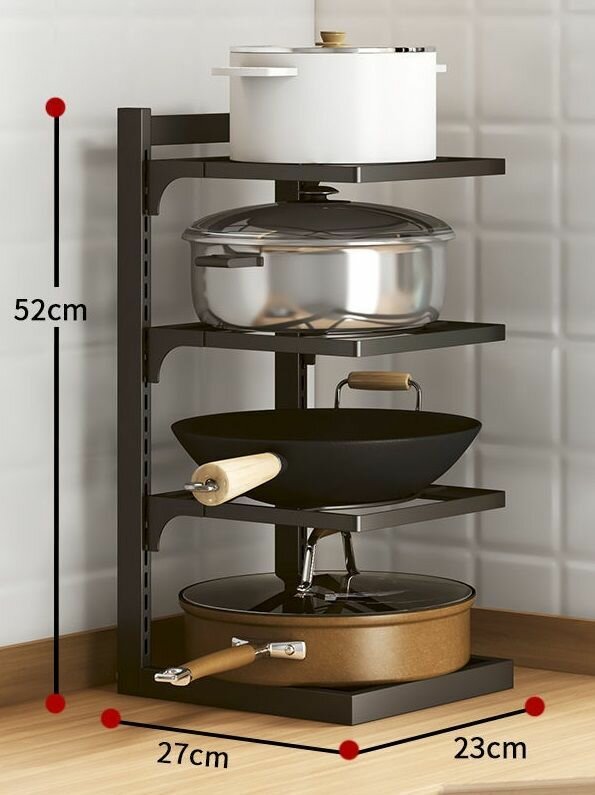 Кухонные полки, стеллажи, подставки для кастрюль и сковородок, регулируемые по высоте стеллажи с 4 полками