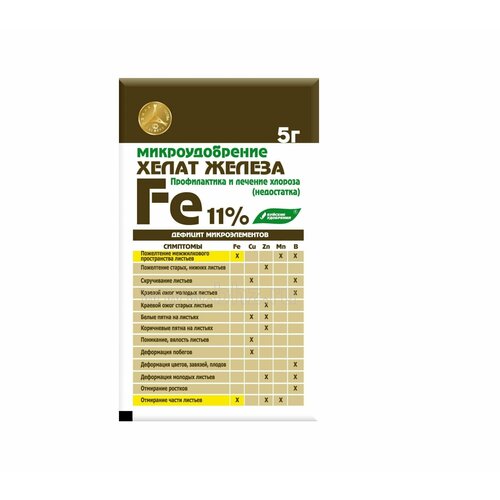 Микроудобрение Хелат железа 5г (10 штук) хелат железа 5г бм в заказе 10 шт