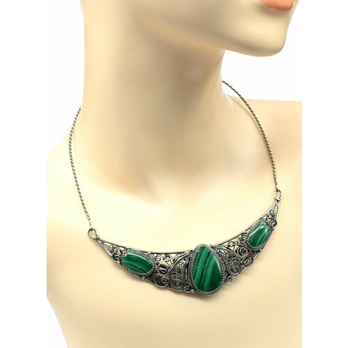 Колье, нефрит, длина 47.5 см, зеленый колье av jewelry нефрит длина 40 см золотой зеленый