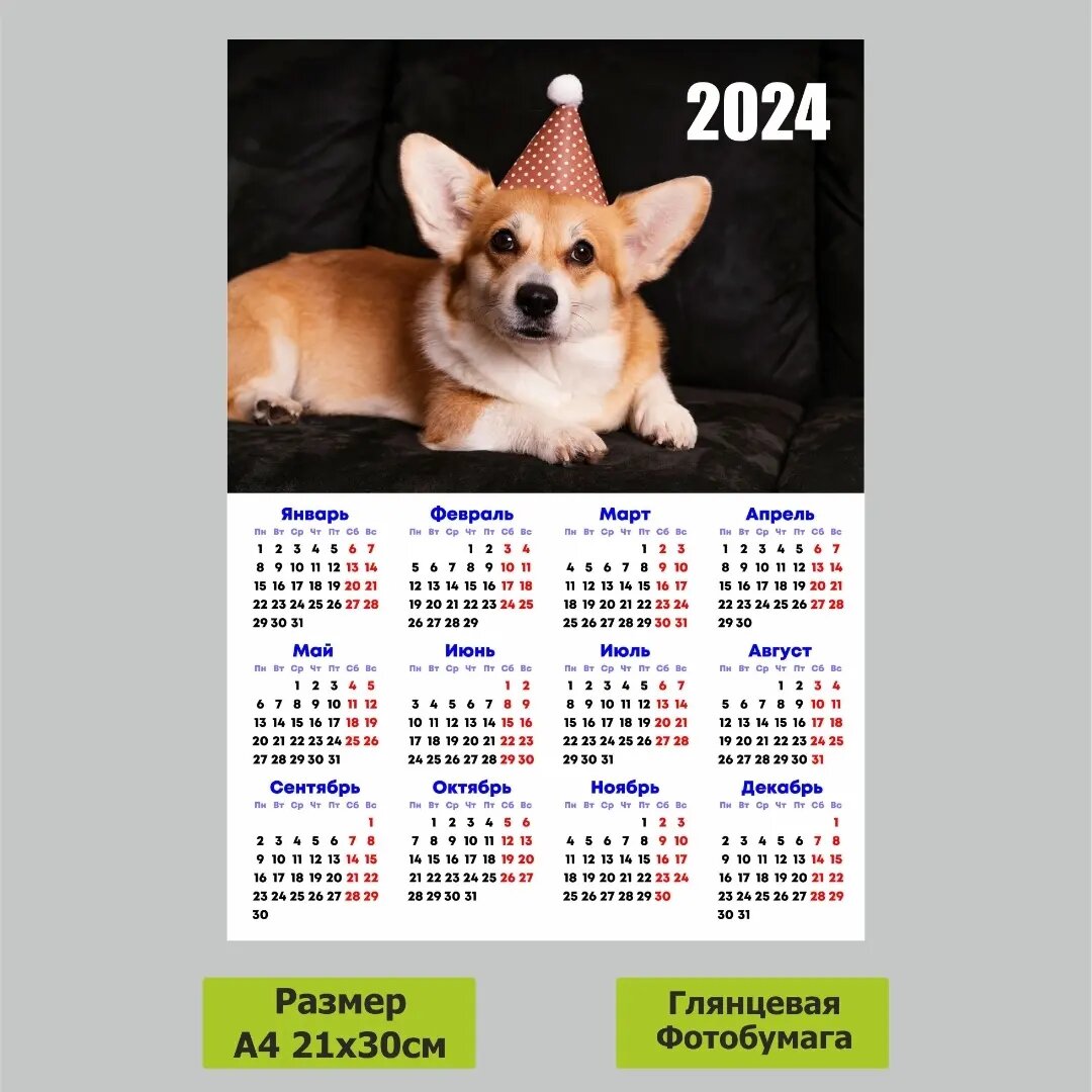 Календарь корги а4 2024