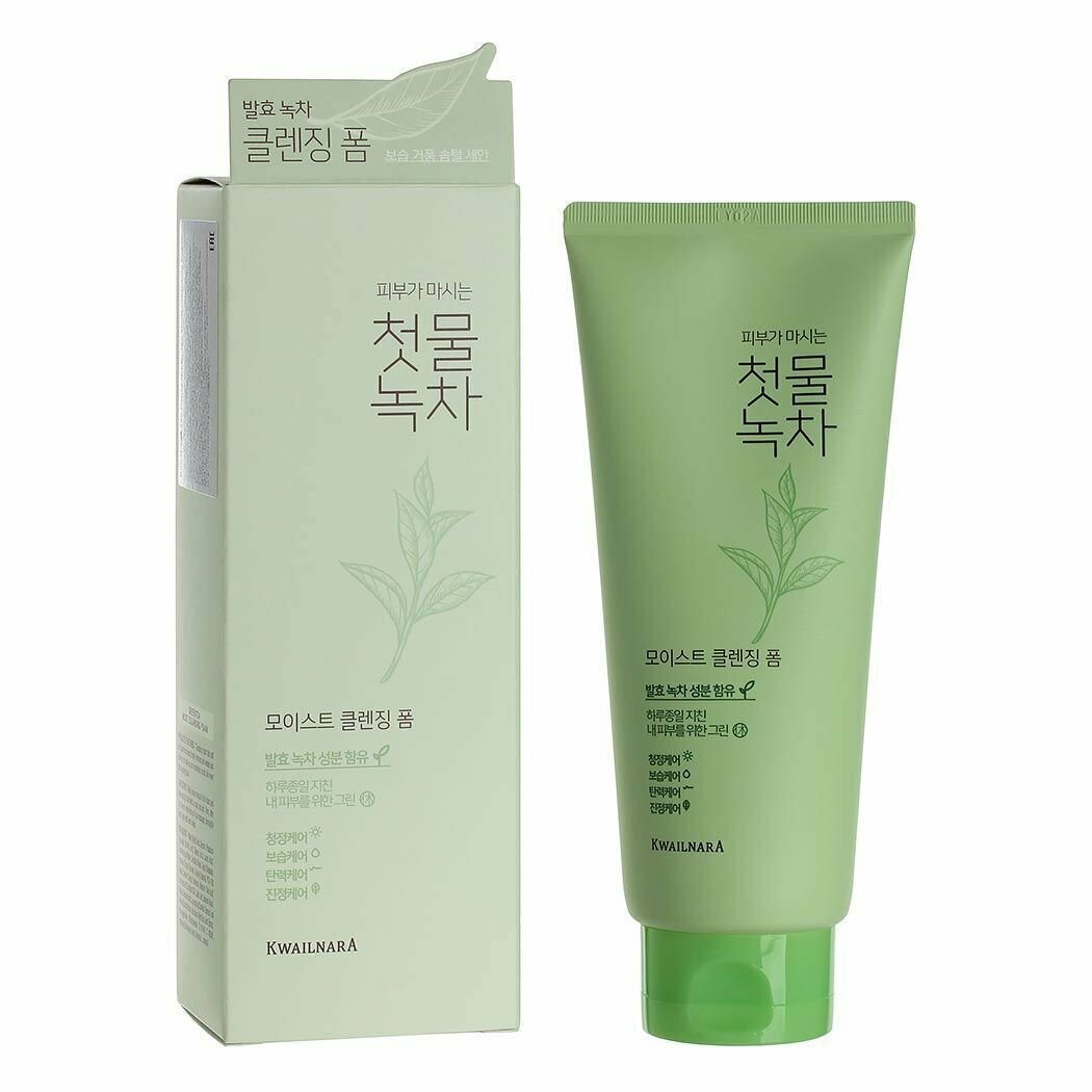 Welcos Пенка для умывания Green Tea Moist Cleansing Foam, 180гр