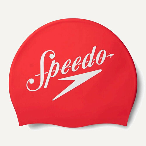 фото Speedo шапочка для плавания speedo slogan printed, силикон красный/белый