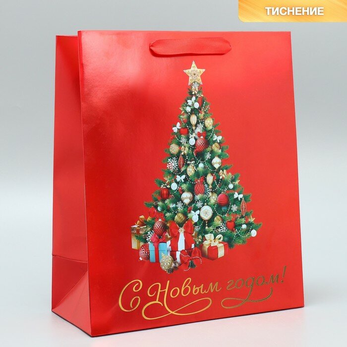 Пакет ламинированный вертикальный «Новогодняя елочка» ML 23 × 27 × 11.5 см