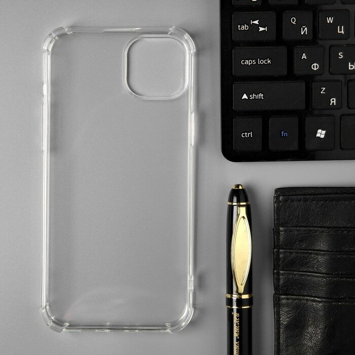 Чехол PERO, для телефона Apple iPhone 15 Plus, силиконовый, прозрачный, усиленный - фотография № 2
