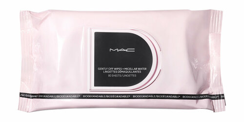 MAC Gently Off Wipes + Miccelar Water Biodegradable Салфетки для снятия макияжа, 80 шт