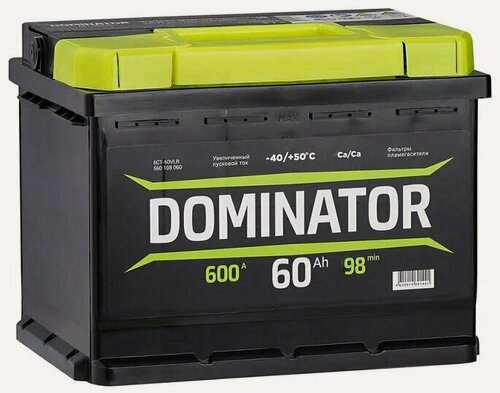 Изображение товара Аккумулятор автомобильный Dominator 60 А/ч 600 A обр. пол. Евро авто (242x175x190)