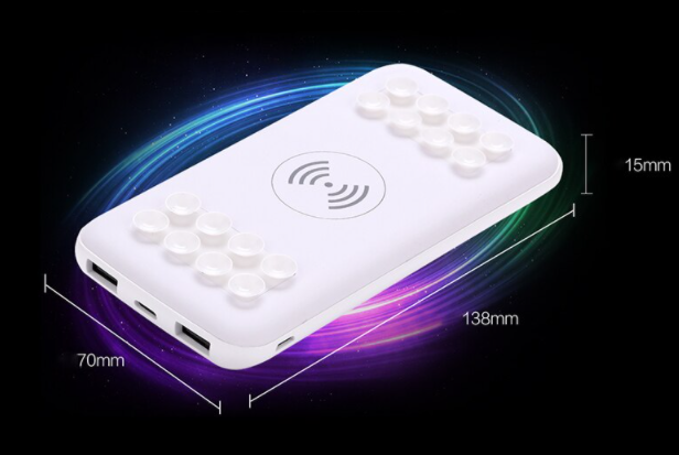 Внешнее портативное зарядное устройство MyPads Повербанк, Power Bank 10000mah с функцией беспроводной зарядки на присосках черный — фото 1