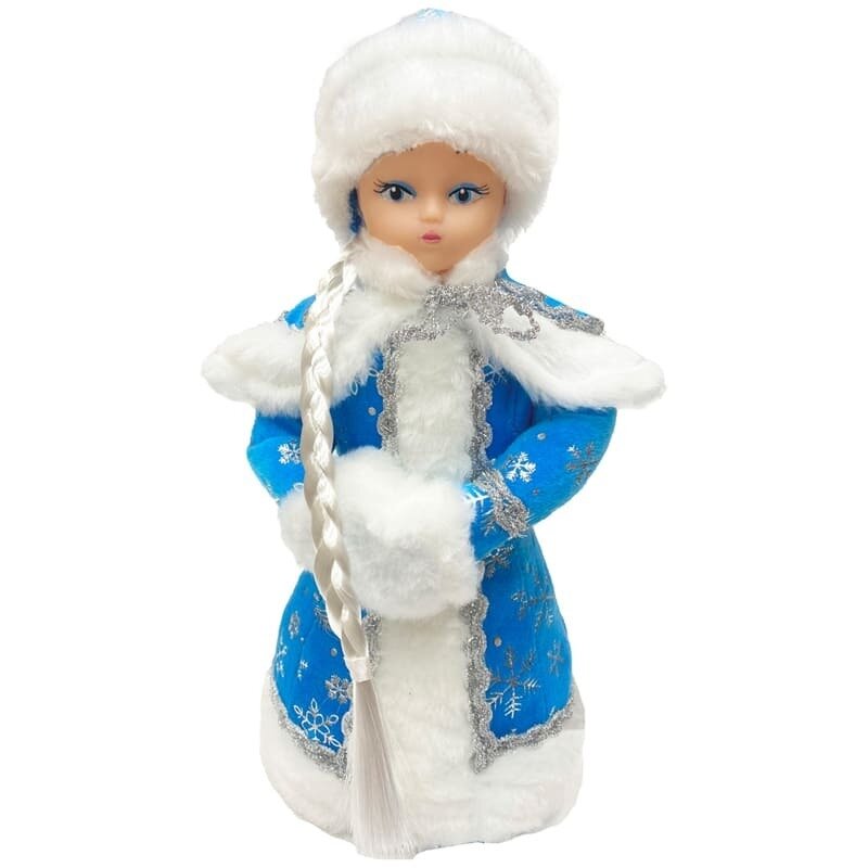 Игрушка-кукла Снегурочка голубая 35 см в упаковке