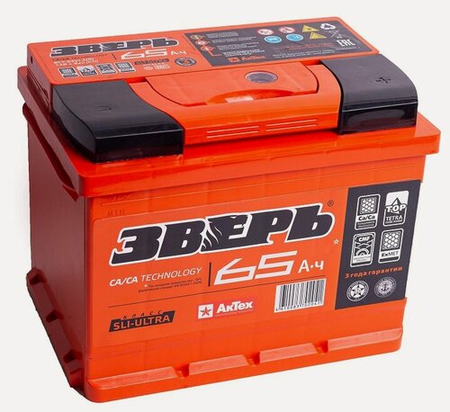 Изображение товара Аккумулятор автомобильный Зверь 65 А/ч 640 А обр. пол. Евро авто (242x175x190)