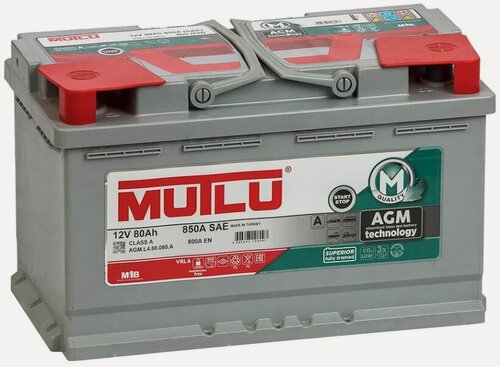 Изображение товара Аккумулятор автомобильный Mutlu AGM 80 А/ч 800 А обр. пол. Евро авто (315х175х190) AGM. L4.80.080. A