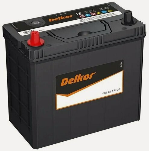 Изображение товара Аккумулятор автомобильный Delkor 70B24R 55 А/ч 480 А прям. пол. тонк. клеммы Азия авто (238х129х227)