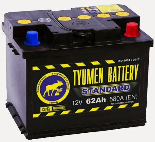 Изображение товара Аккумулятор автомобильный TYUMEN BATTERY STANDARD 62 А/ч 580 А обр. пол. Евро авто (242x175x190)
