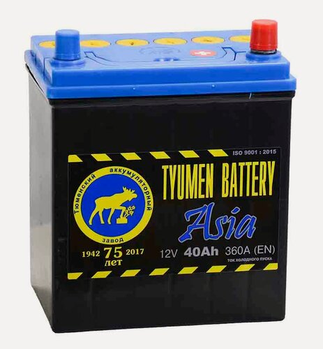 Изображение товара Аккумулятор автомобильный TYUMEN BATTERY ASIA 40 А/ч 370 А обр. пол. Азия авто (187x128x223) без бортика