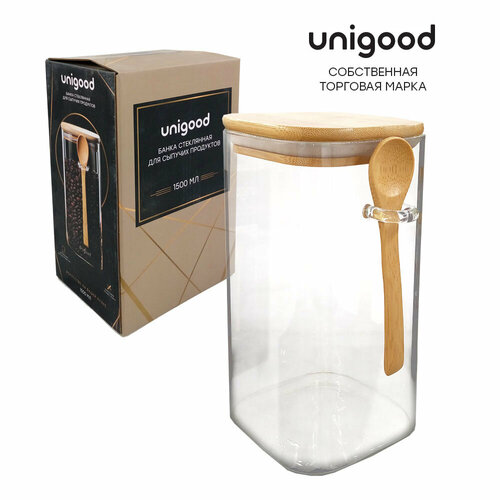 Банка для сыпучих 1.5 л Unigood с ложкой hm-gj27-5