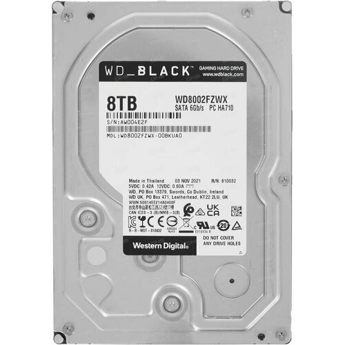 Жесткий диск HDD Western Digital Black WD8002FZWXSATA III8 TB 7200обмин 5625000₽