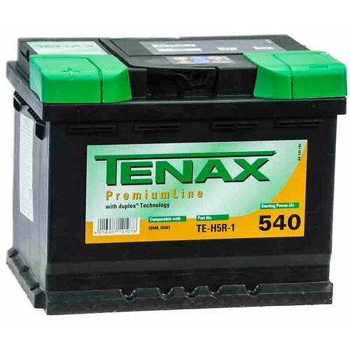 Аккумулятор автомобильный Tenax Premium 60 А/ч 540 А прям. пол. Росс. авто (242x175x190) TE-H5R-1